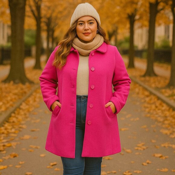 Agnes Orinda Plus Size Peter Pan Collar Single Breasted Pea Coat - 4X - NWT - Picture 1 of 6